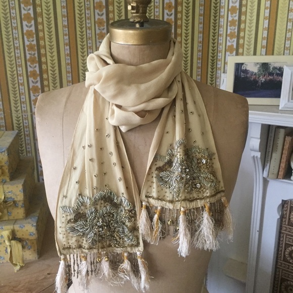 Silk Sequined Embellished Scarf - Picture 1 of 5